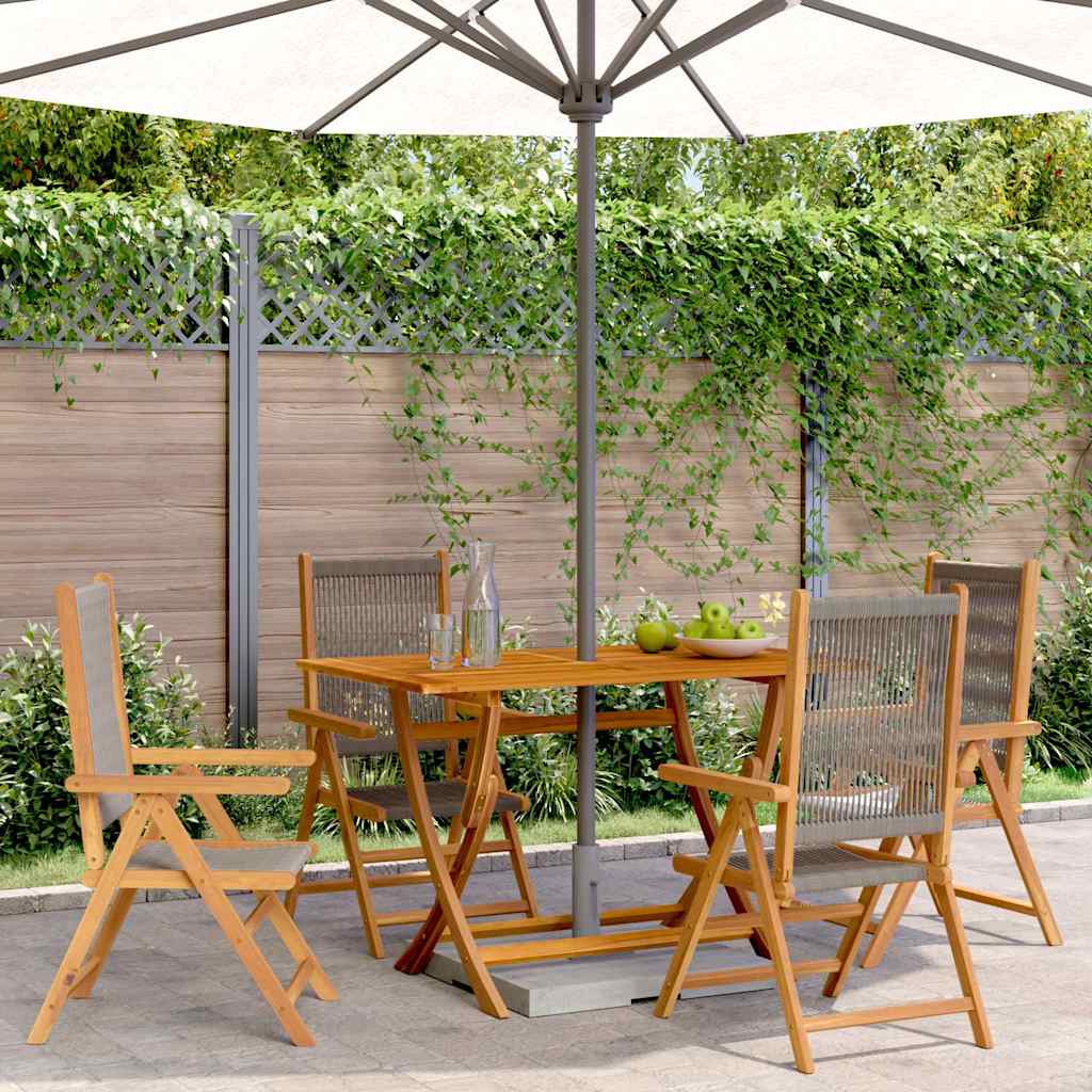 Ανακλινόμενες πτυσσόμενες καρέκλες 4 τεμ. Γκρι από μασίφ ξύλο ακακίας