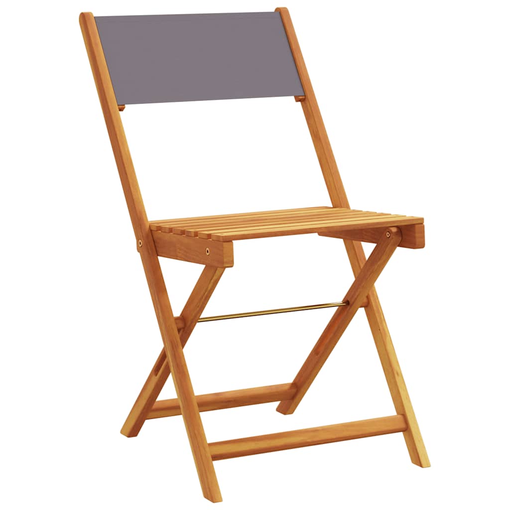 Πτυσσόμενες καρέκλες 4 τεμ. από ύφασμα ανθρακί και μασίφ ξύλο – εικόνα προϊόντος 3