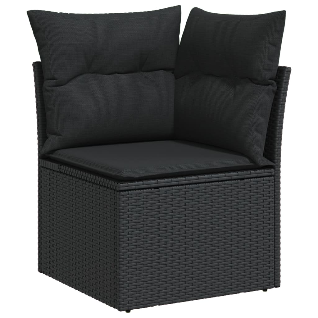 Σαλόνι Κήπου Σετ 10 Τεμαχίων Μαύρο Συνθετικό Ρατάν με Μαξιλάρια