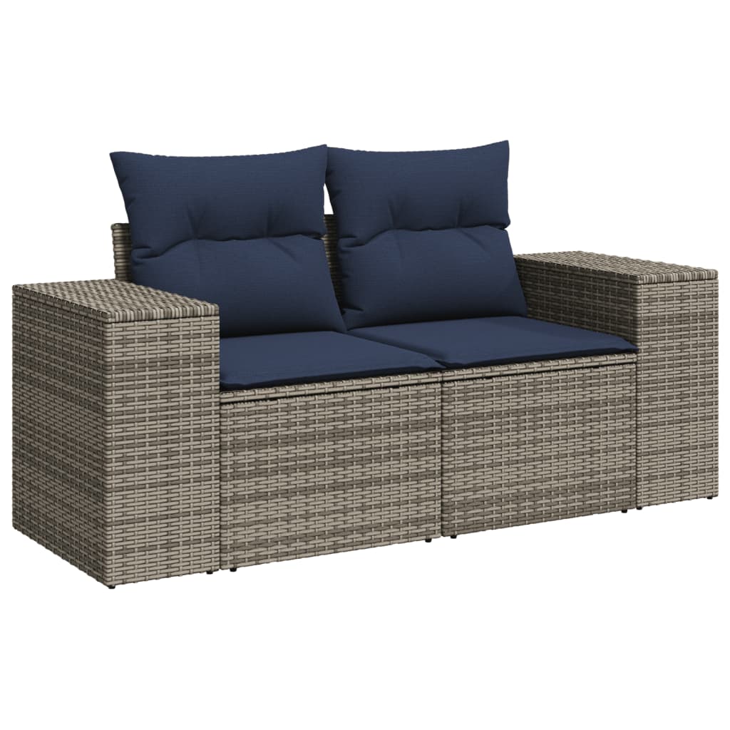 Σετ Καναπέδων Κήπου 4 Τεμαχίων με Μαξιλάρια Γκρι από Συνθετικό Ρατάν