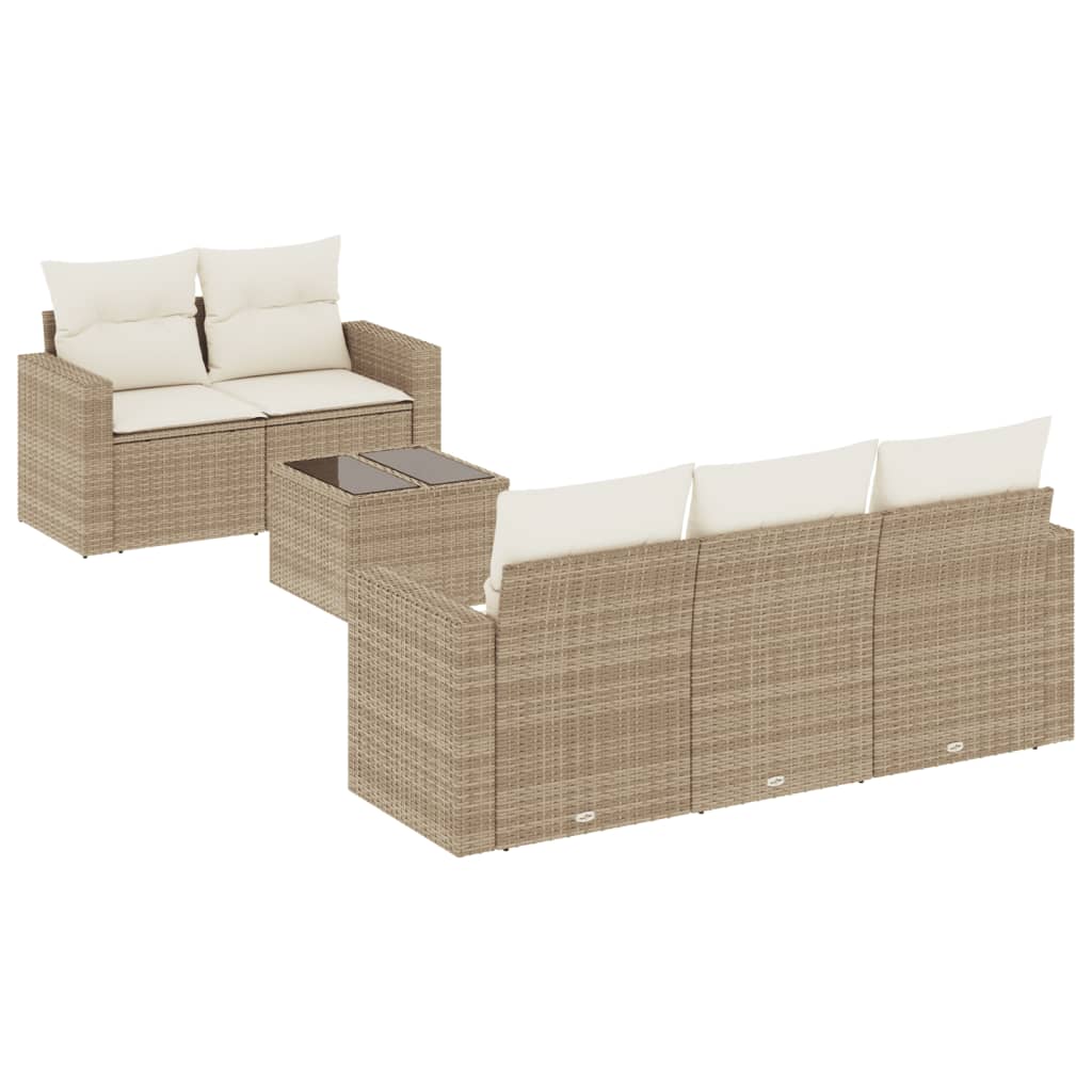 Σετ Καναπέ Κήπου 6 τεμ. Μπεζ Συνθετικό Ρατάν με Μαξιλάρια