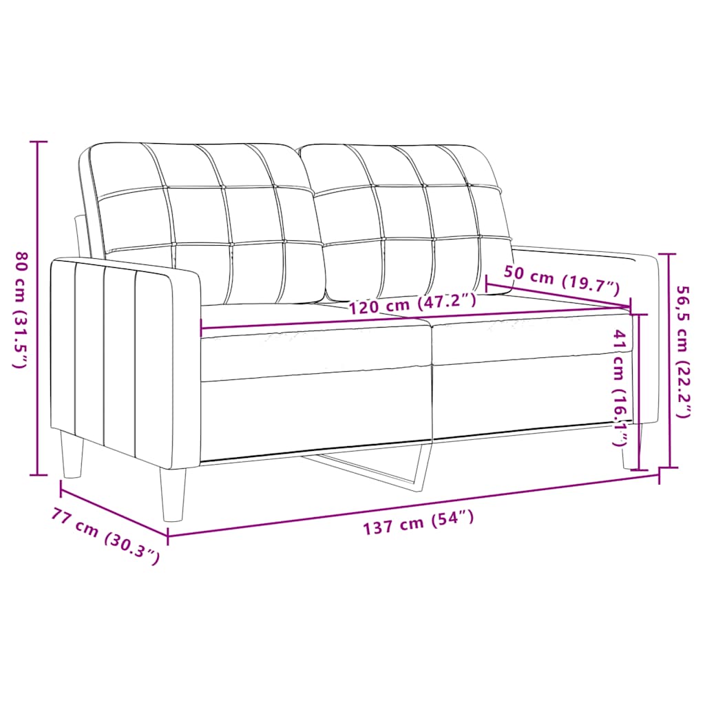 Καναπές Διθέσιος Μπλε 120 εκ. Βελούδινος