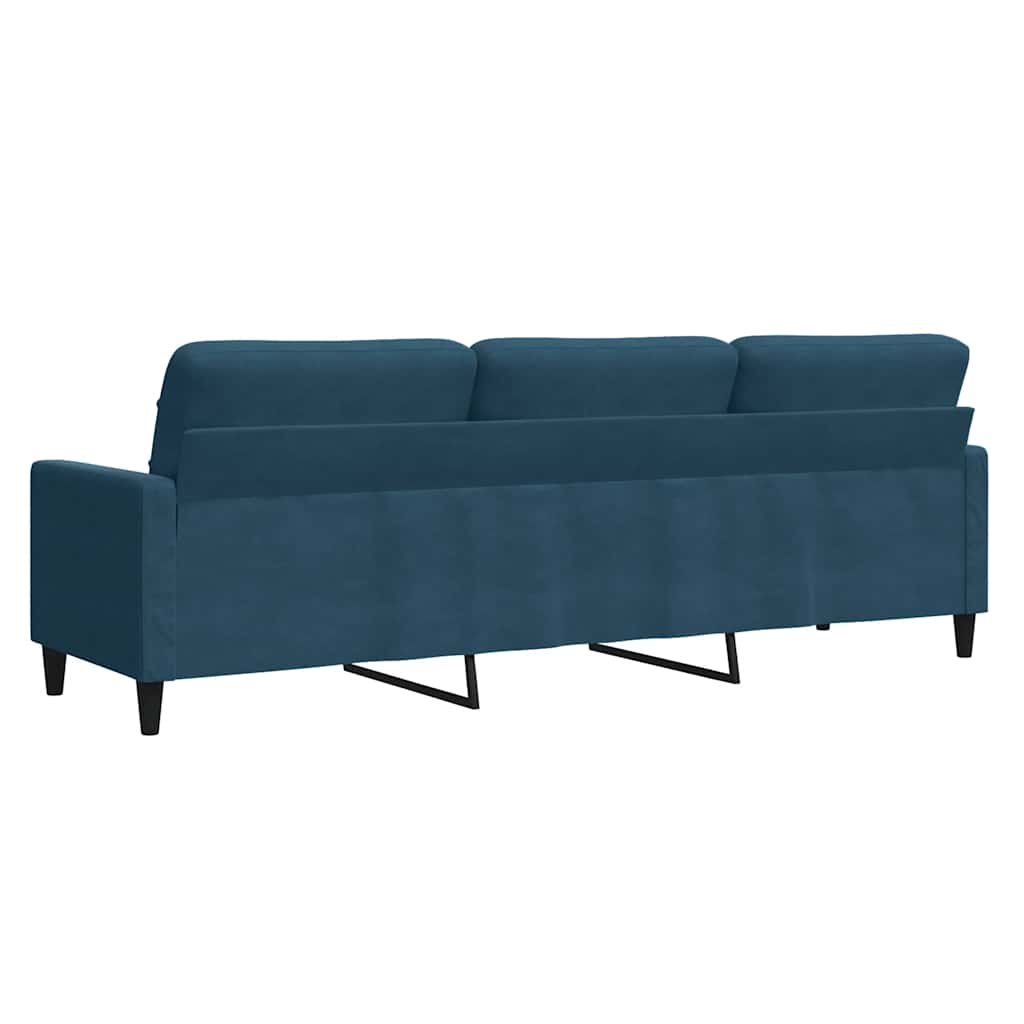 Καναπές Τριθέσιος Μπλε 180 εκ. Βελούδινος