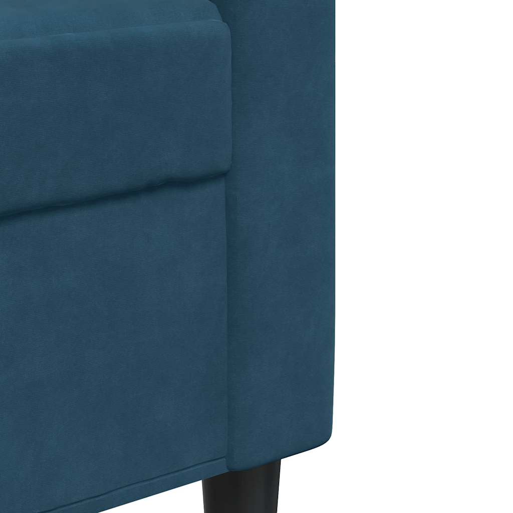Καναπές Τριθέσιος Μπλε 180 εκ. Βελούδινος