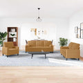 Σετ Σαλονιού 3 Τεμ. Καφέ Βελούδινο με Μαξιλάρια/Στηρίγματα