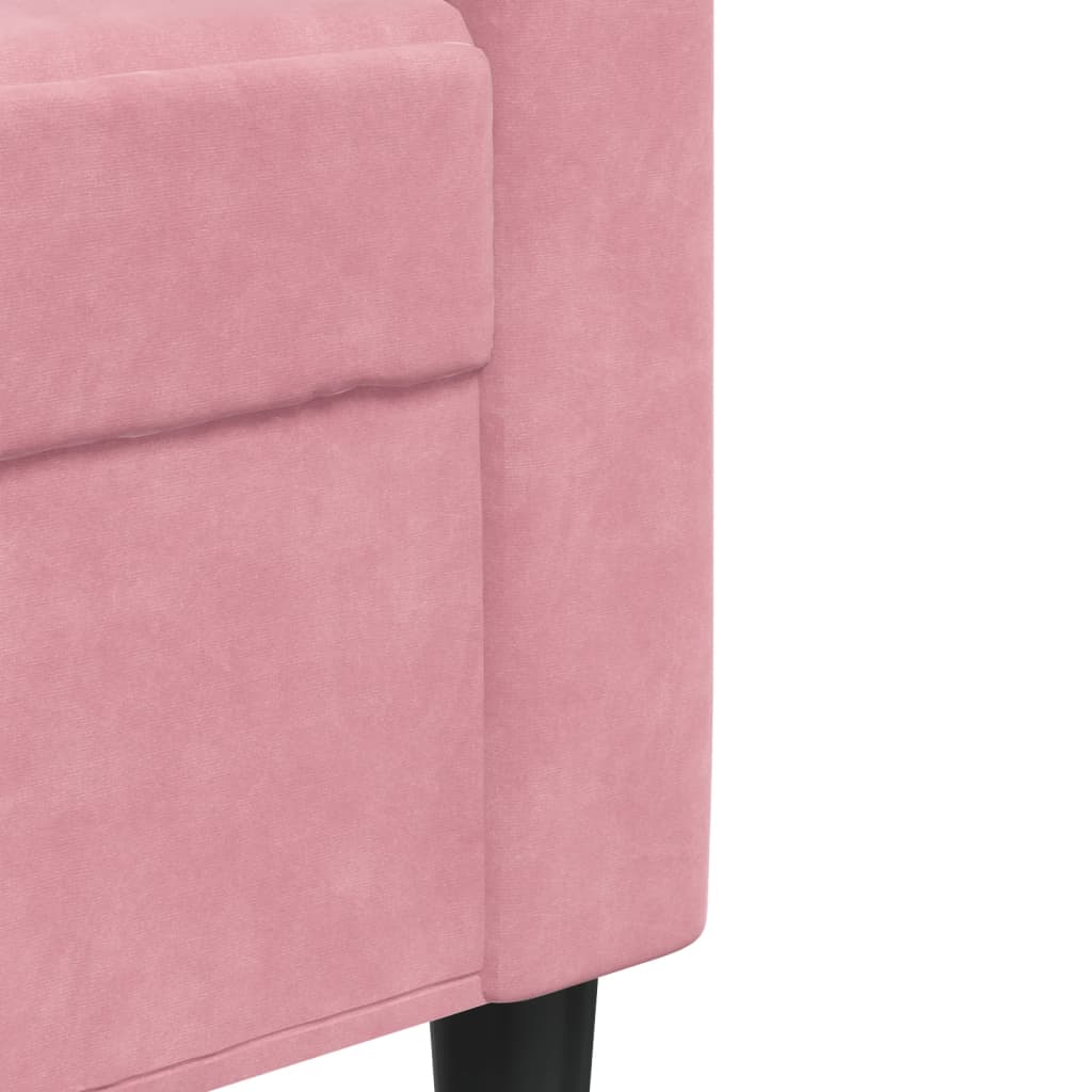 Σετ Σαλονιού 3 Τεμαχίων Ροζ από Βελούδο με Μαξιλάρια