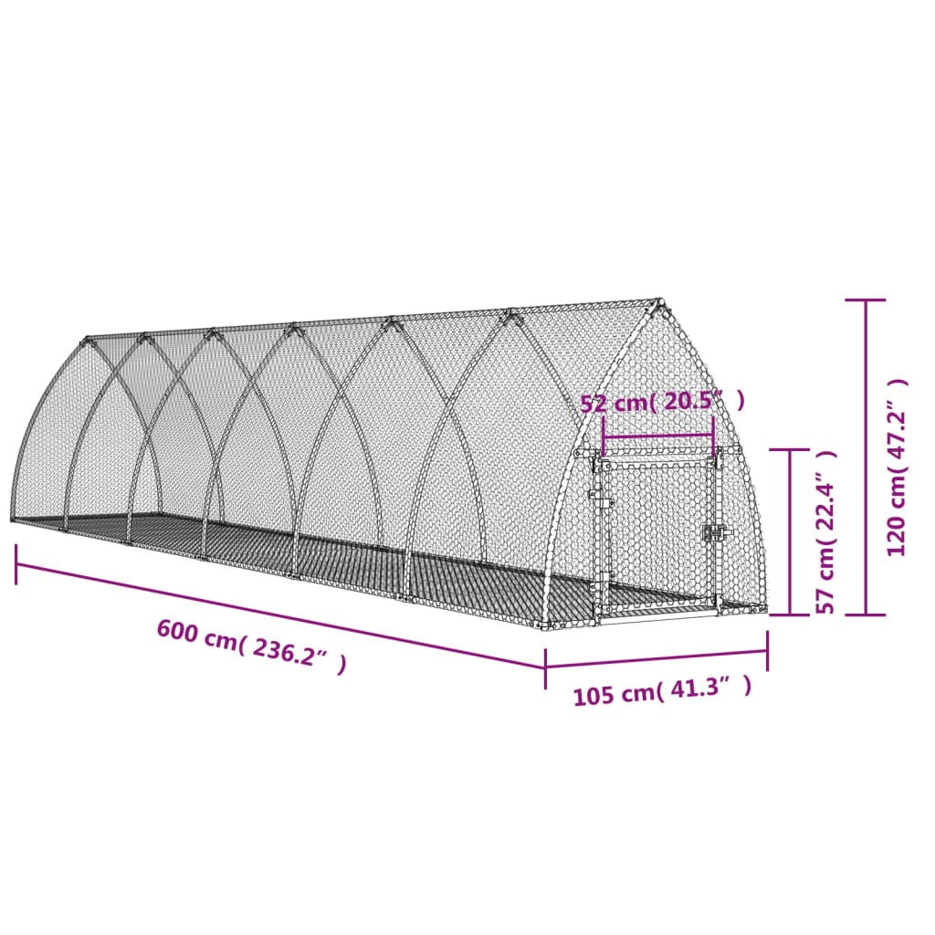 Κλουβί Κουνελιών Ασημί 105x600x120 εκ. από Γαλβανισμένο Χάλυβα