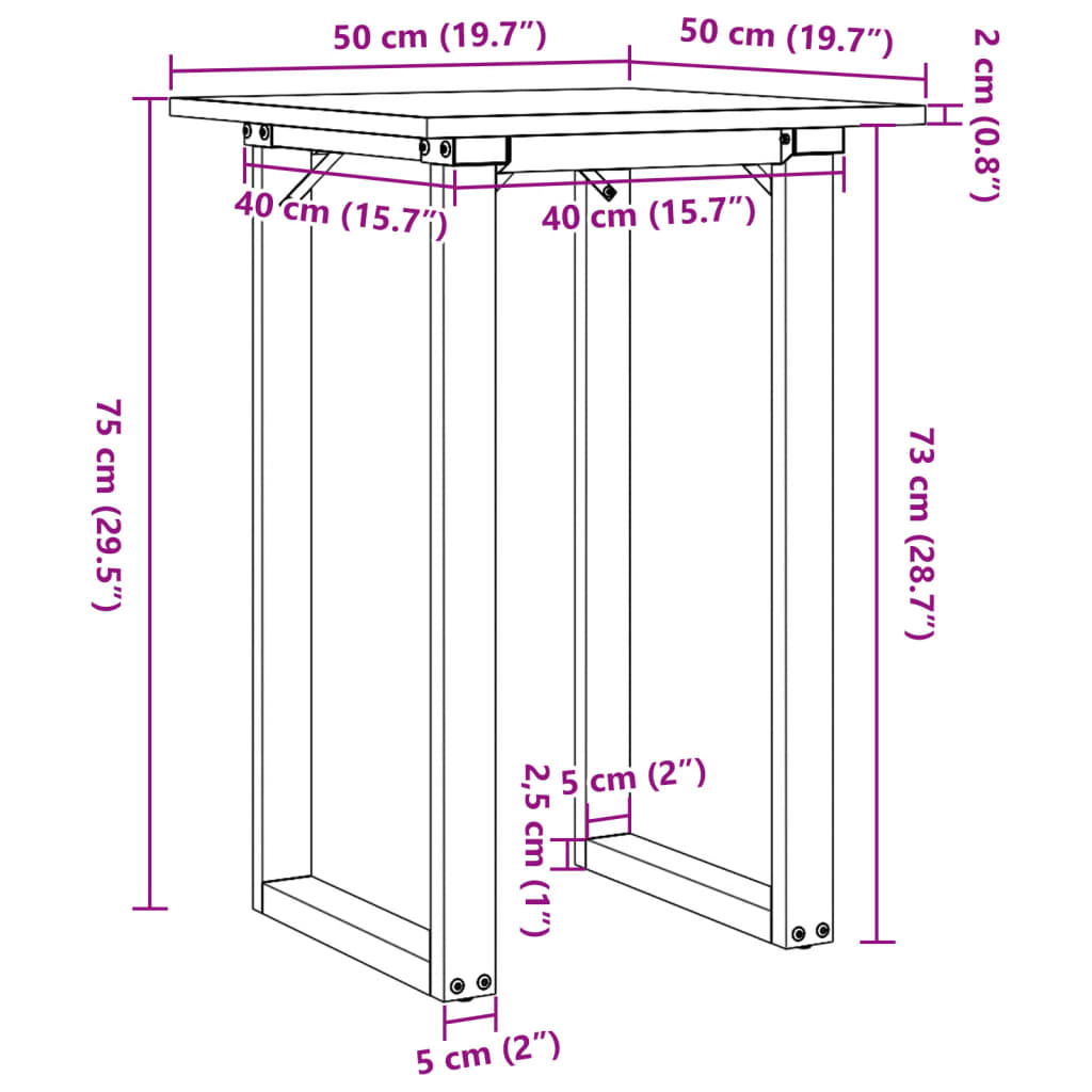 Τραπέζι Τραπεζαρίας Πλαίσιο Ο50x50x75εκ Μασίφ Πεύκο/Ατσάλι