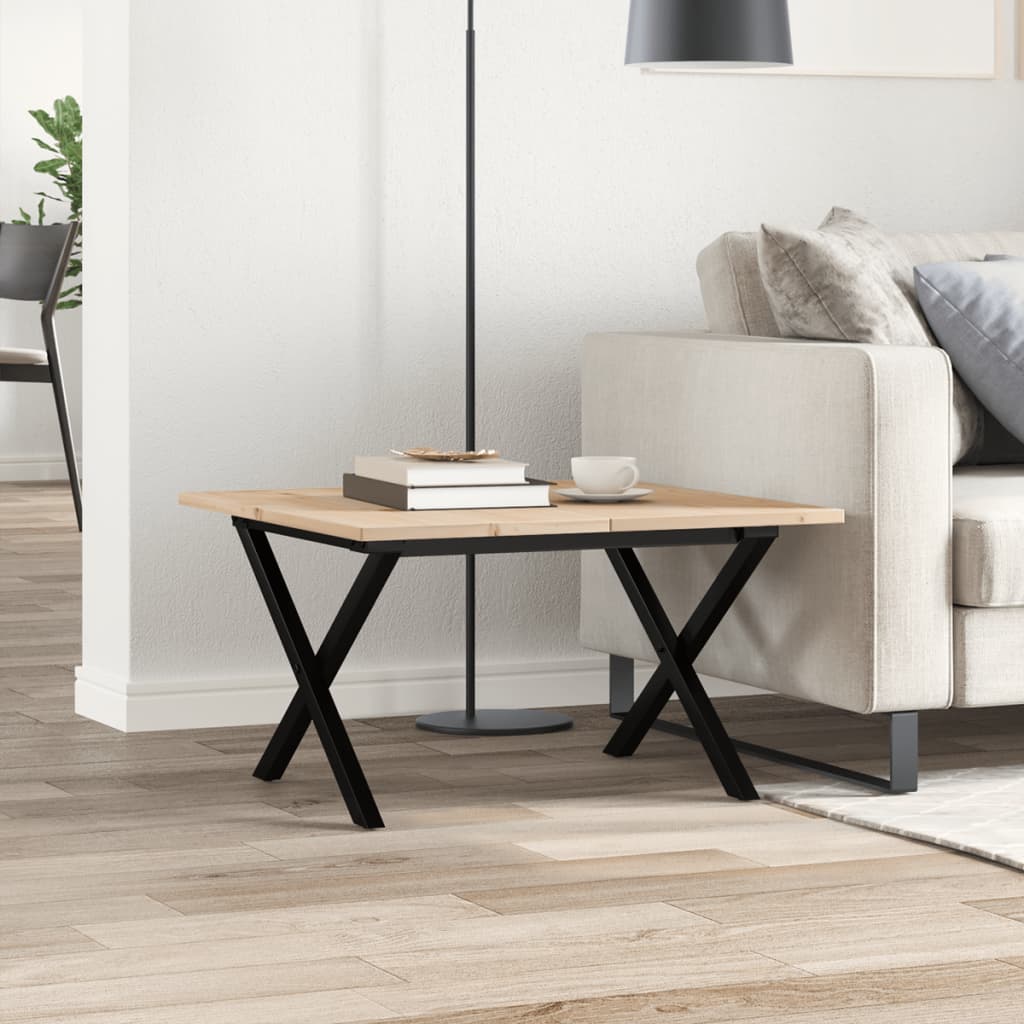Τραπεζάκι Σαλονιού Πλαίσιο X 60x60x40εκ Μασίφ Πεύκο/Ατσάλι