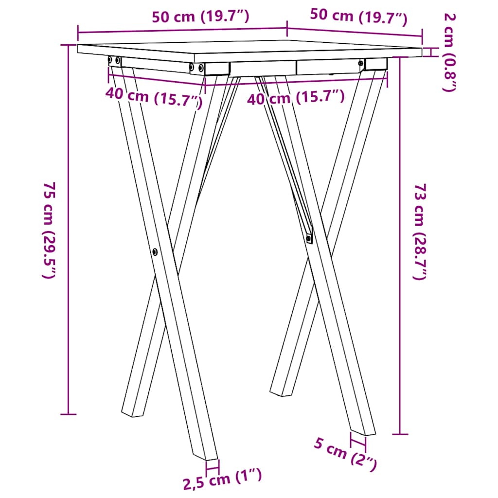 Τραπέζι Τραπεζαρίας Πλαίσιο Χ50x50x75εκ Μασίφ Πεύκο/Ατσάλι