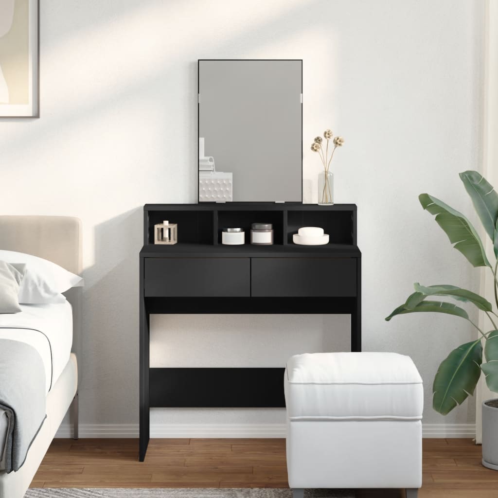 Μπουντουάρ με Καθρέφτη Μαύρο 80x41x144,5 εκ.