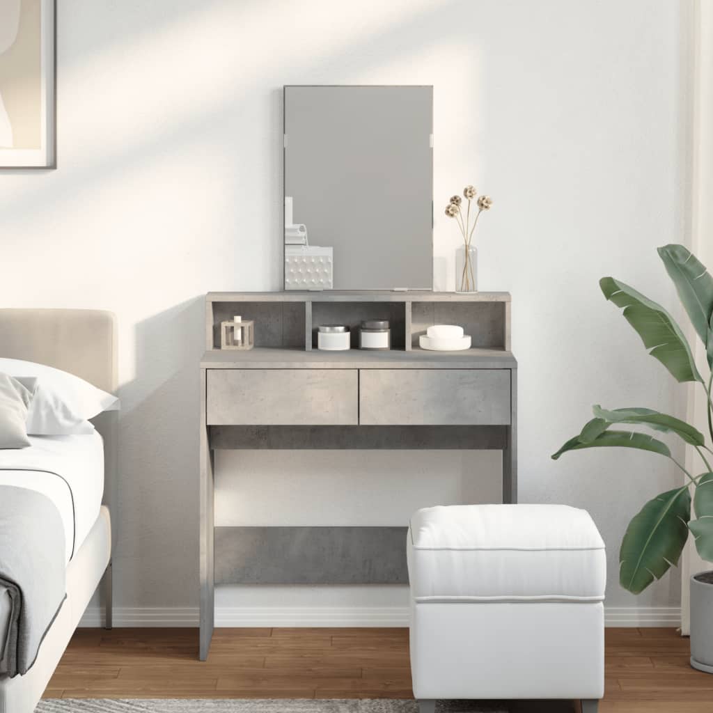 Μπουντουάρ με Καθρέφτη Γκρι Σκυροδέματος 80x41x144,5 εκ.