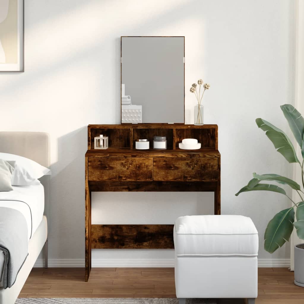Μπουντουάρ με Καθρέφτη Καπνιστή Δρυς 80x41x144,5 εκ.