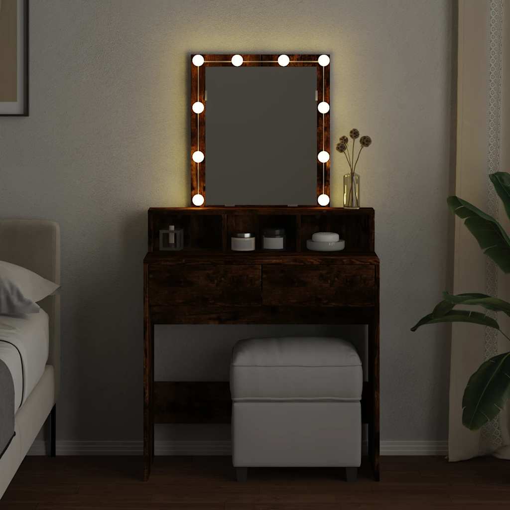 Μπουντουάρ με LED Καπνιστή Δρυς 80x41x144,5 εκ.