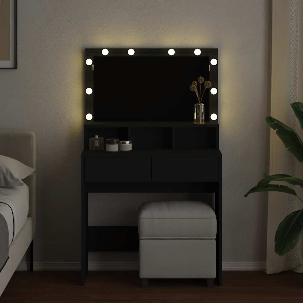 Μπουντουάρ με LED Μαύρο 80x41x144,5 εκ.