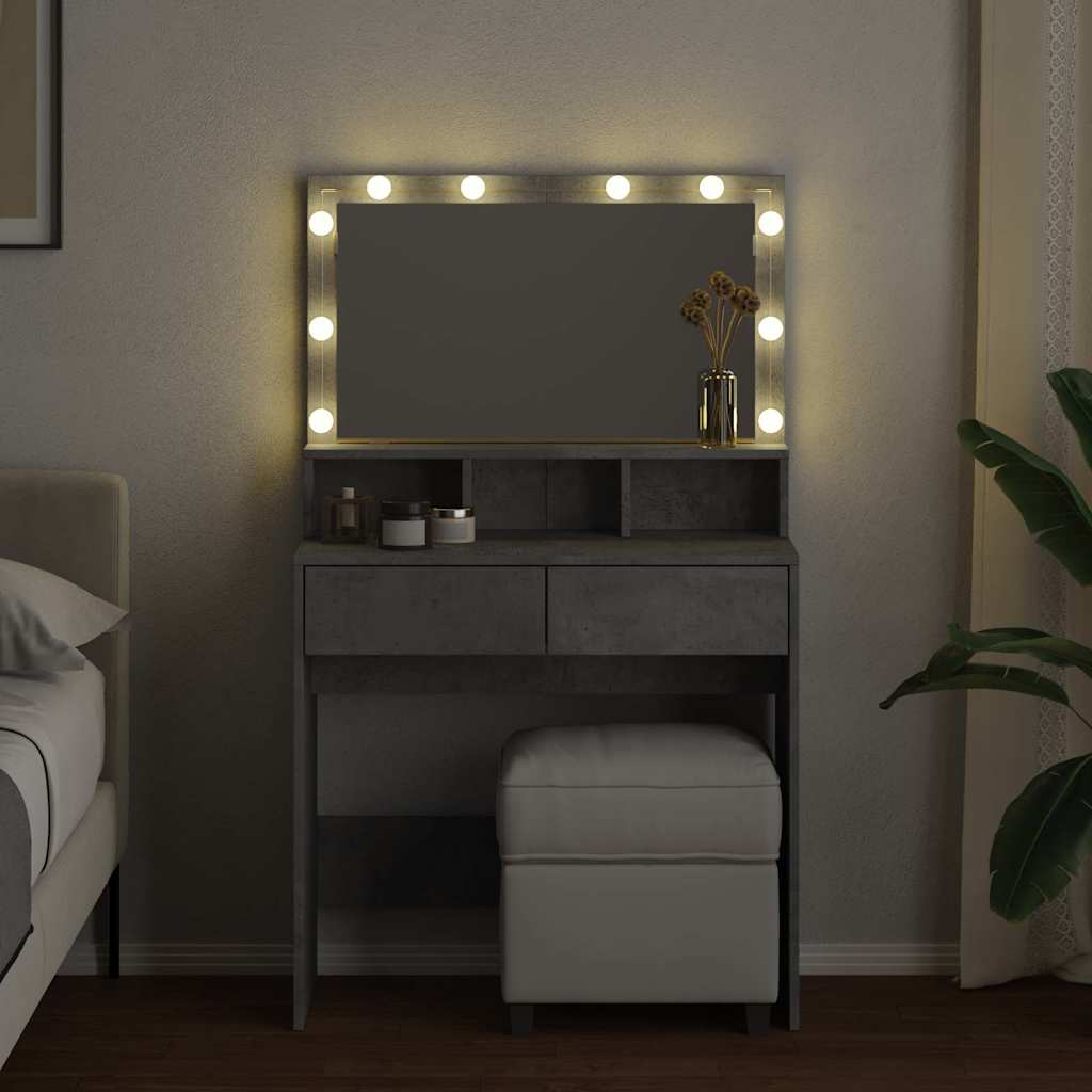 Μπουντουάρ με LED Γκρι Σκυροδέματος 80x41x144,5 εκ.
