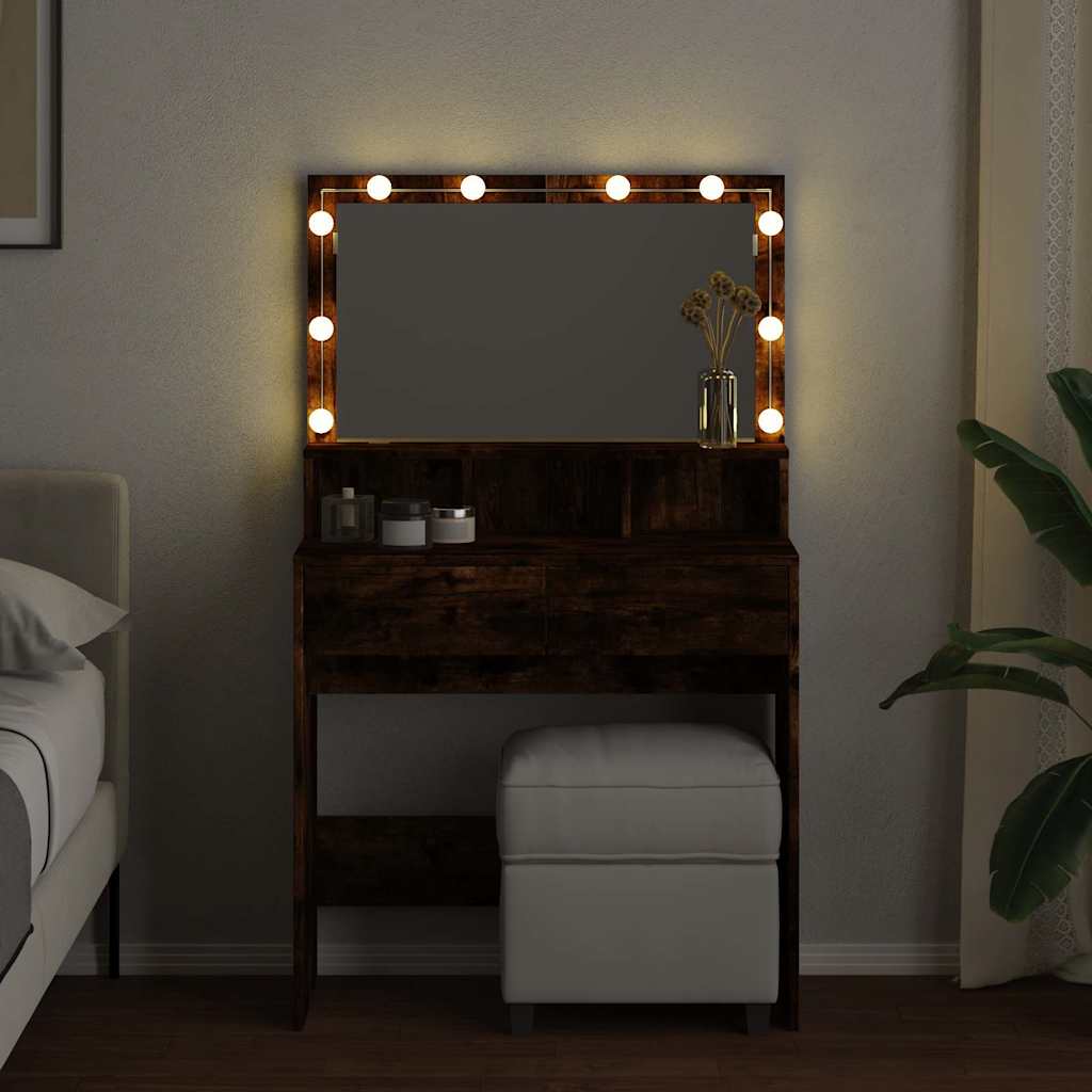 Μπουντουάρ με LED Καπνιστή Δρυς 80x41x144,5 εκ.