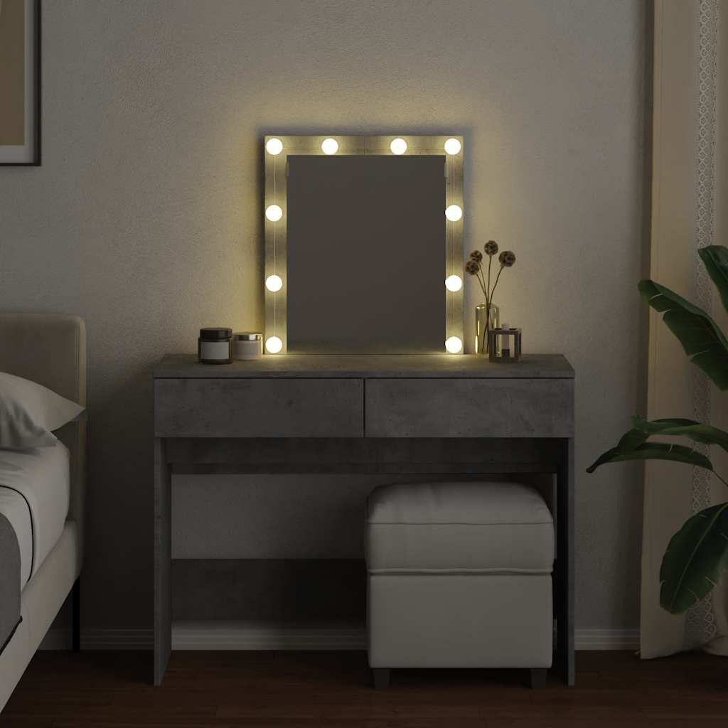Μπουντουάρ με LED Γκρι Σκυροδέματος 100x40x130 εκ.