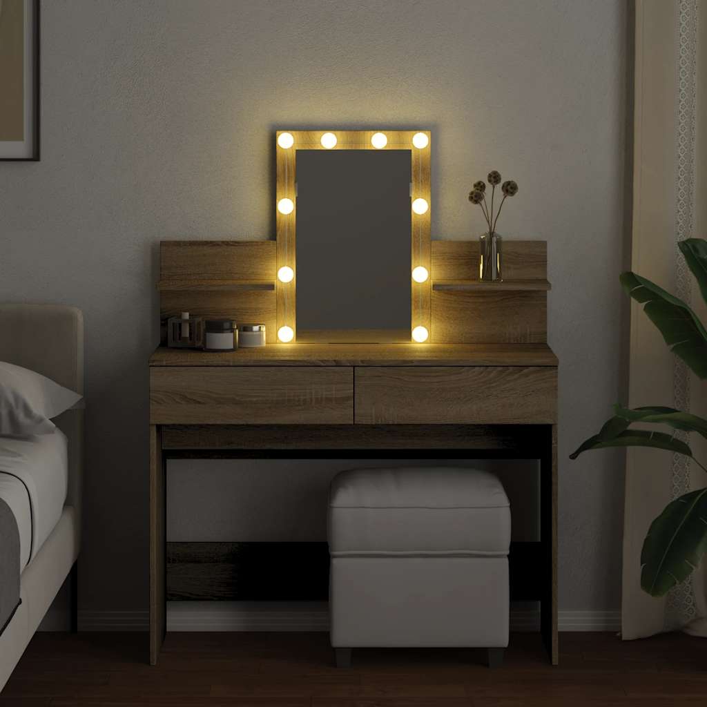 Μπουντουάρ με LED Sonoma Δρυς 100x40x130 εκ.