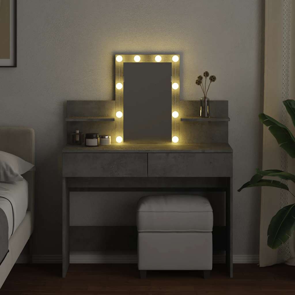 Μπουντουάρ με LED Γκρι Σκυροδέματος 100x40x130 εκ.