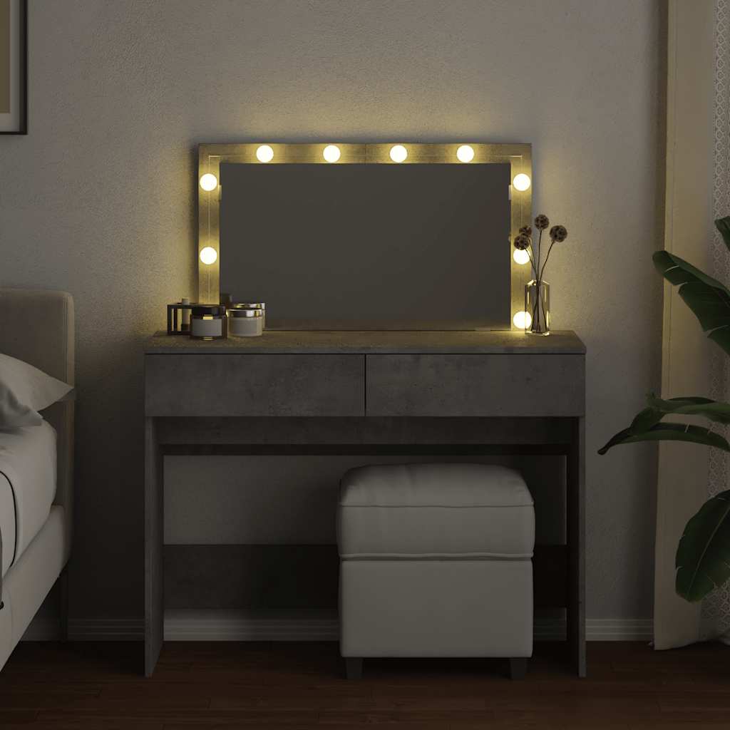 Μπουντουάρ με LED Γκρι Σκυροδέματος 100x40x120 εκ.