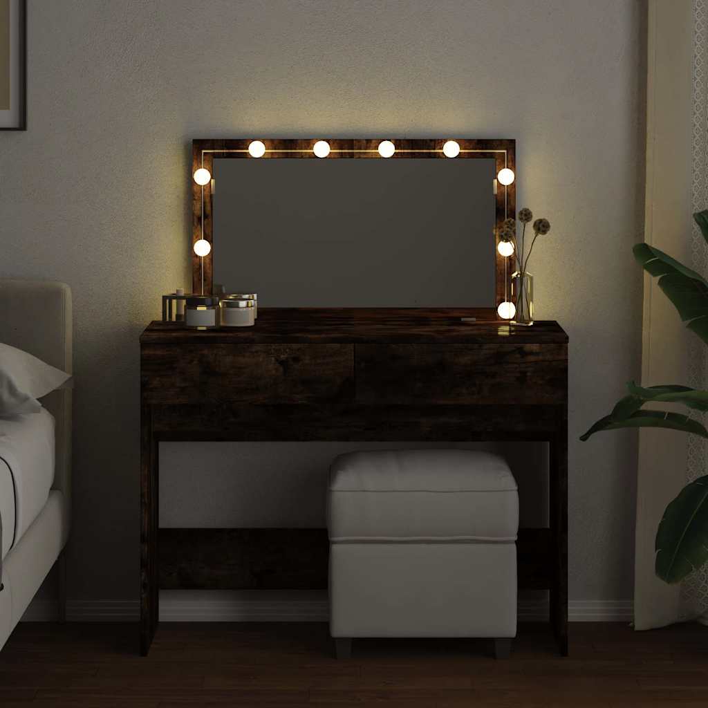 Μπουντουάρ με LED Καπνιστή Δρυς 100x40x120 εκ.