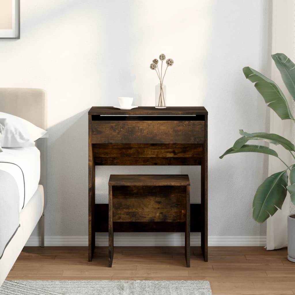 Μπουντουάρ με Καθρέφτη Καπνιστή Δρυς 60x40x113,5 εκ.