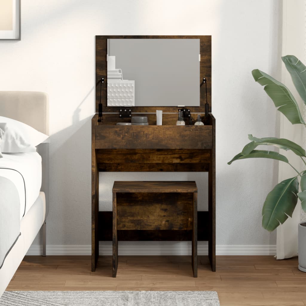 Μπουντουάρ με Καθρέφτη Καπνιστή Δρυς 60x40x113,5 εκ.