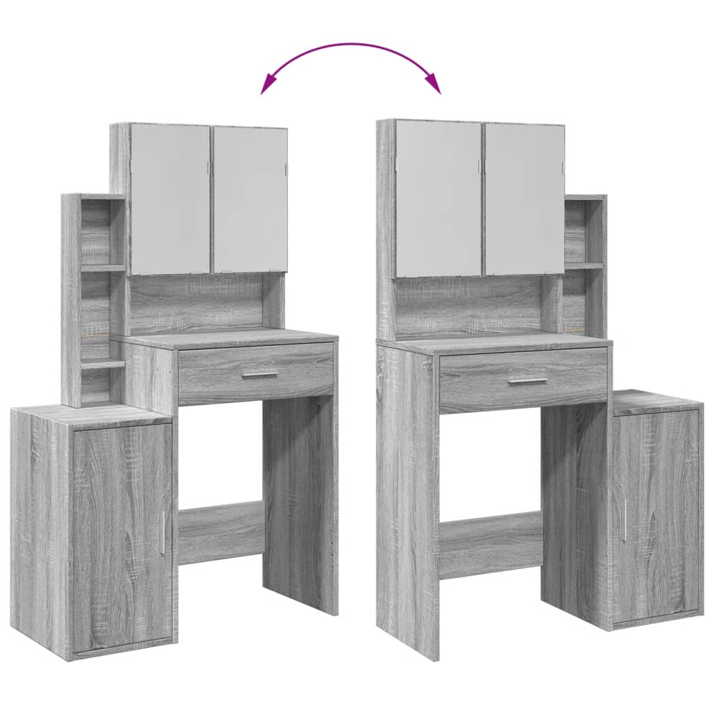 Μπουντουάρ με Καθρέφτη με Ντουλάπια Γκρι Sonoma 80x35x132 εκ.