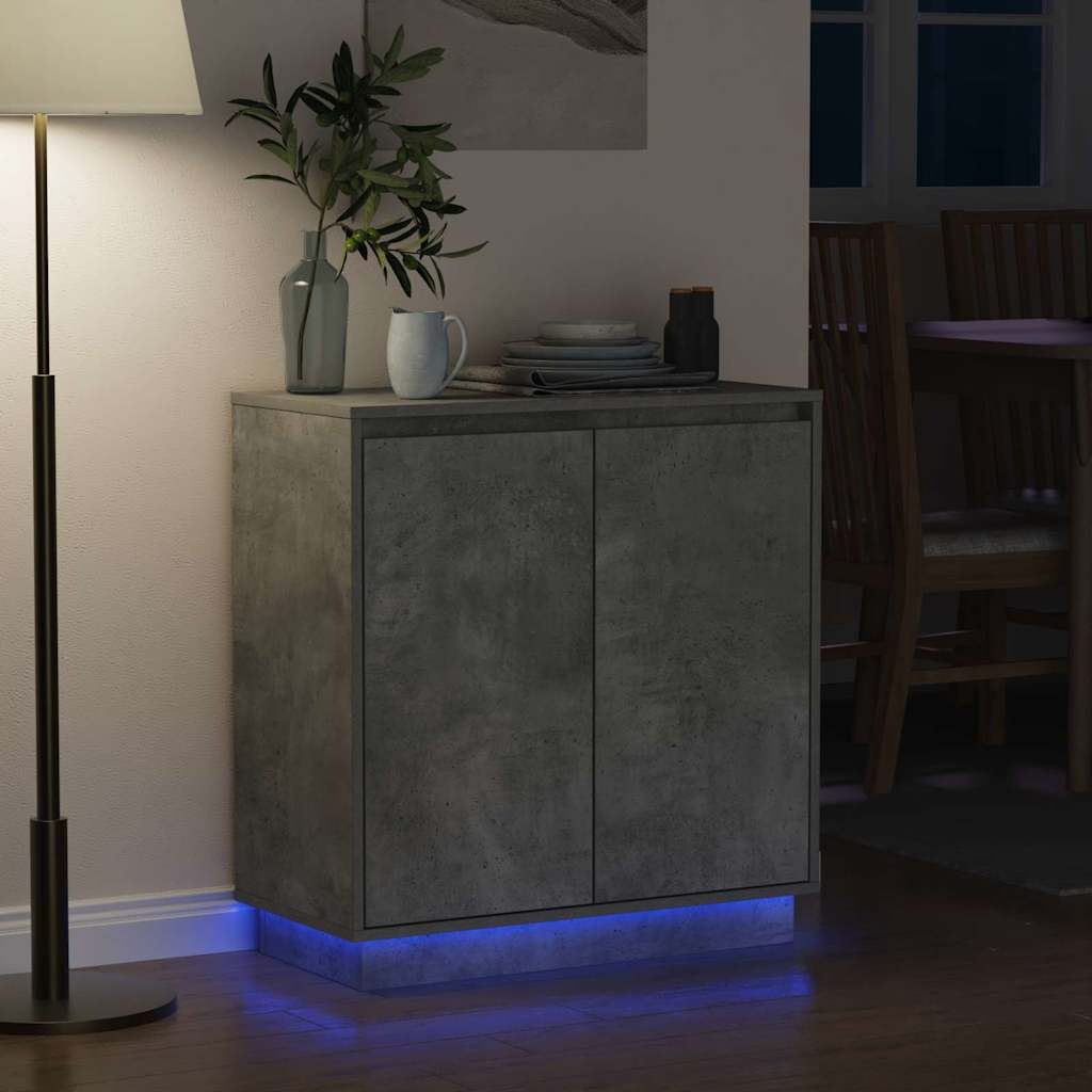 Πλευρικό Τραπέζι LED Γκρι Σκυροδέματος 71 x 34,5 x 75 εκ.