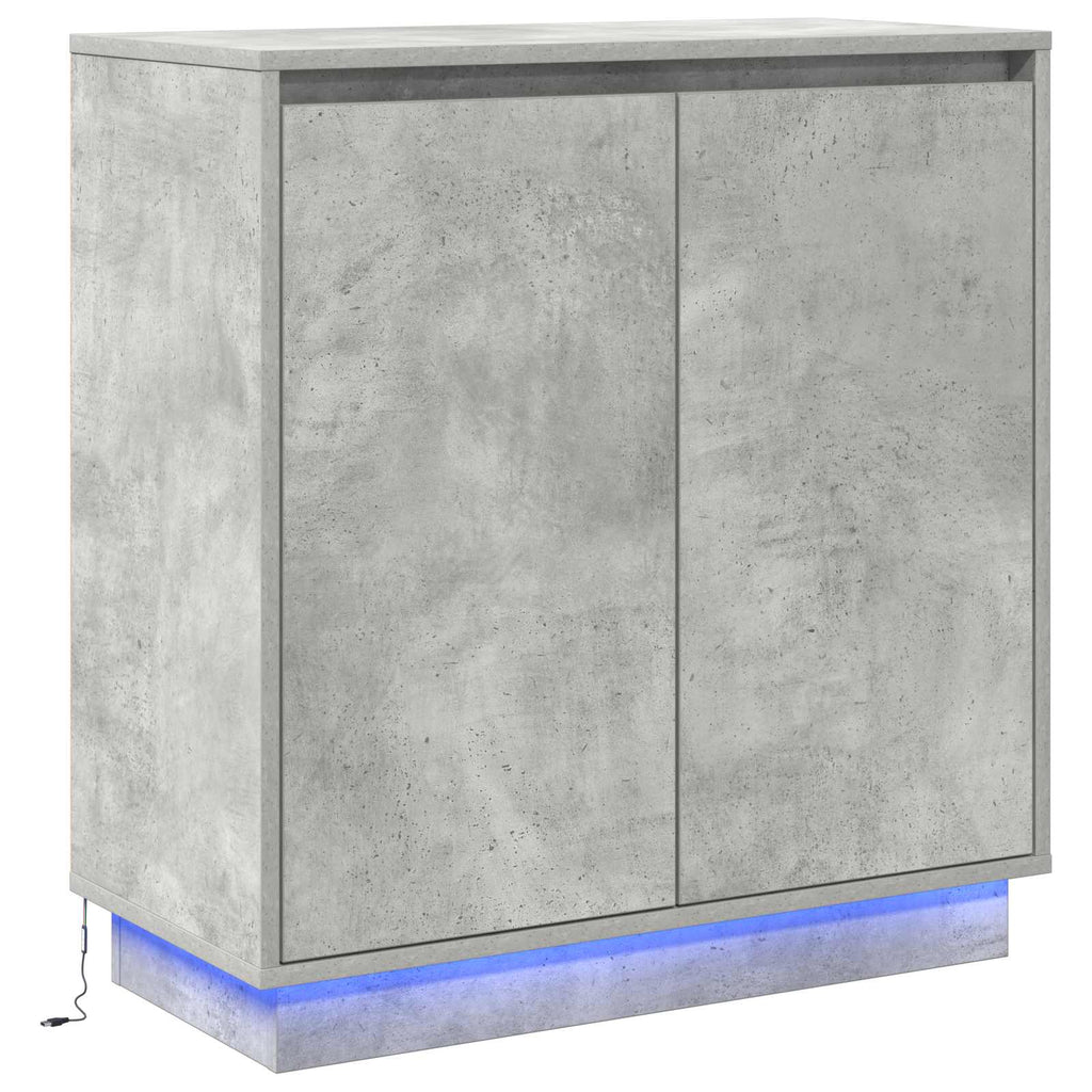 Πλευρικό Τραπέζι LED Γκρι Σκυροδέματος 71 x 34,5 x 75 εκ.