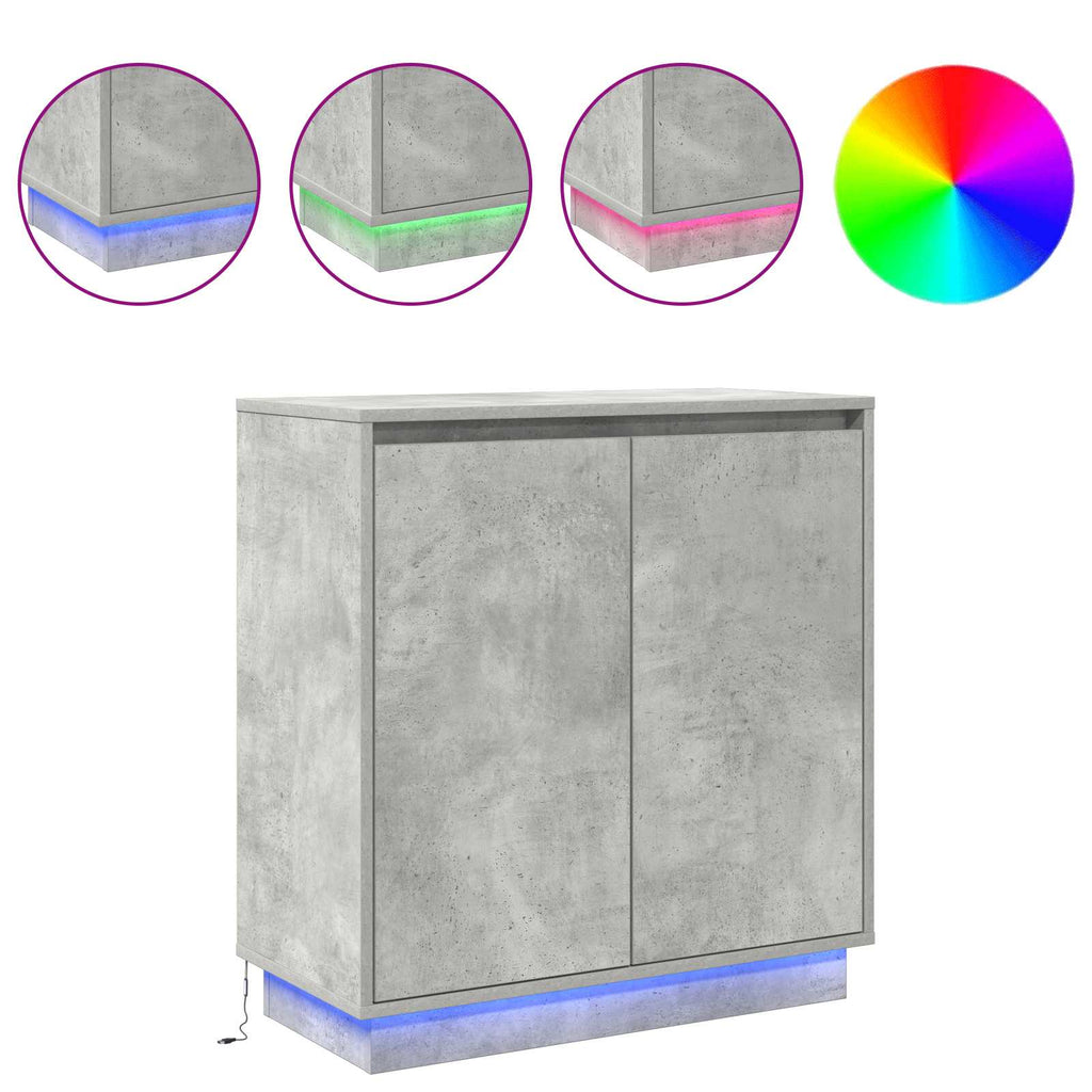 Πλευρικό Τραπέζι LED Γκρι Σκυροδέματος 71 x 34,5 x 75 εκ.