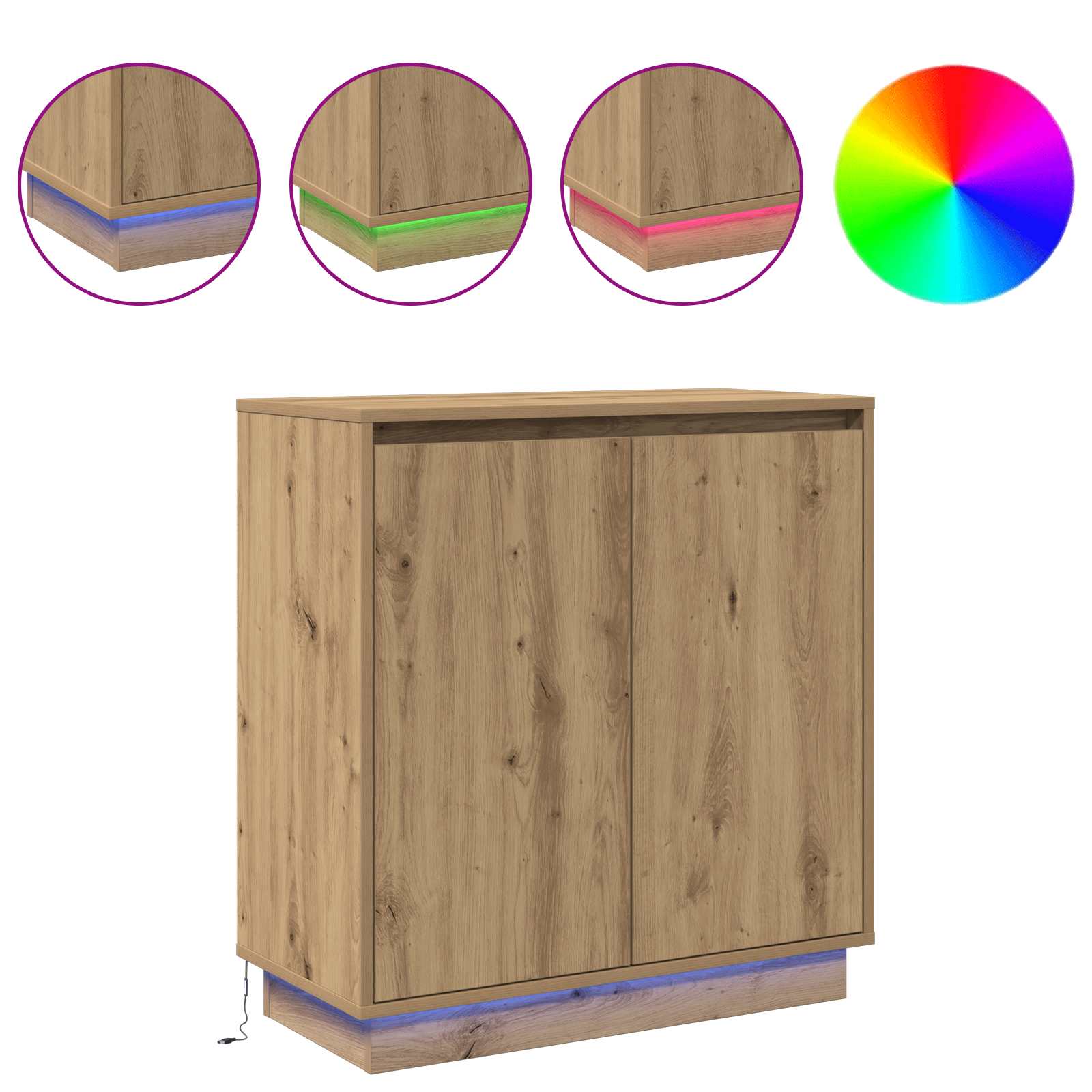 Πλευρικό Τραπέζι LED Artisan Δρυς 71 x 34,5 x 75 εκ.