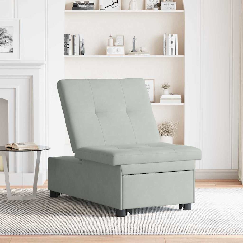 Κρεβάτι καναπές Ανοιχτό γκρι 194 x 67 x 82 εκ Βελούδο