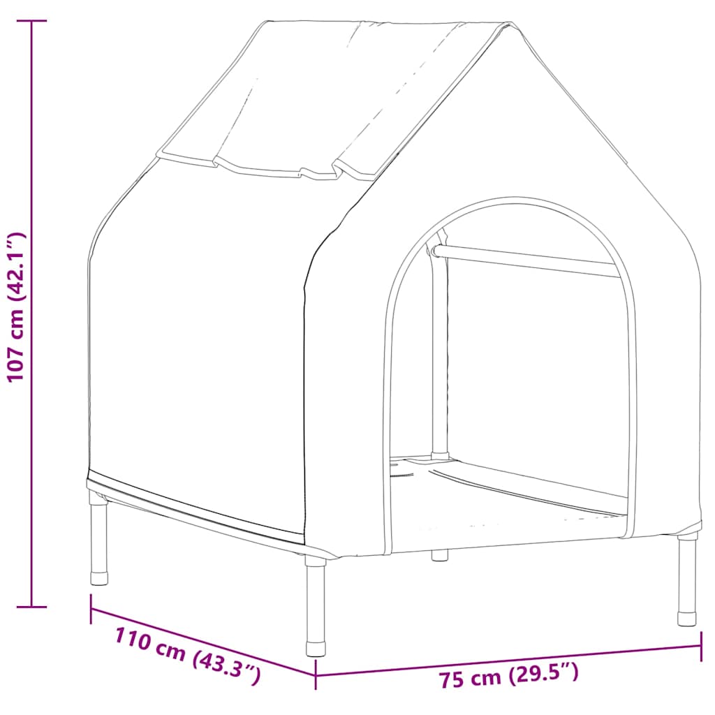 Σπίτι για κατοικίδια Μαύρο 110 x 75 x 90 εκ Ατσάλι