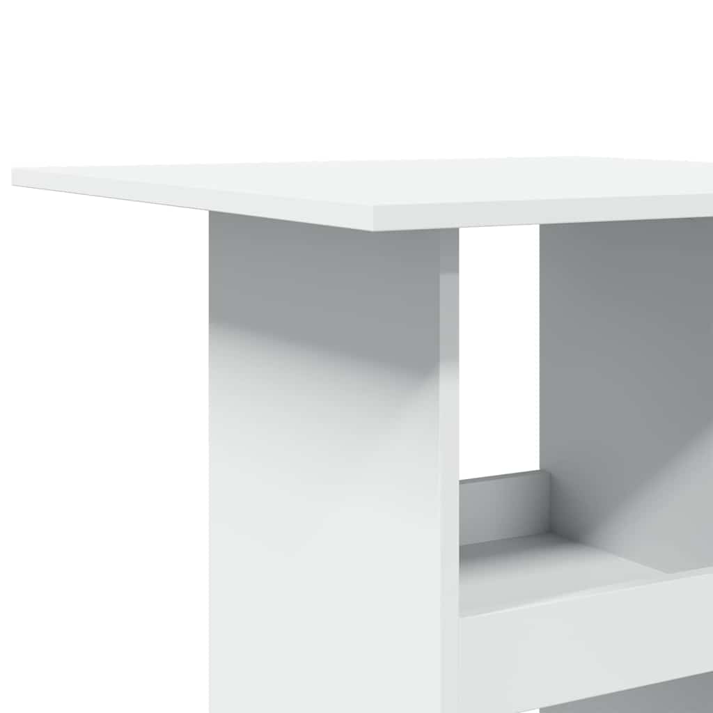 Τραπέζι Μπαρ με Ράφια Λευκό 60x60x102 εκ. Επεξεργ. Ξύλο