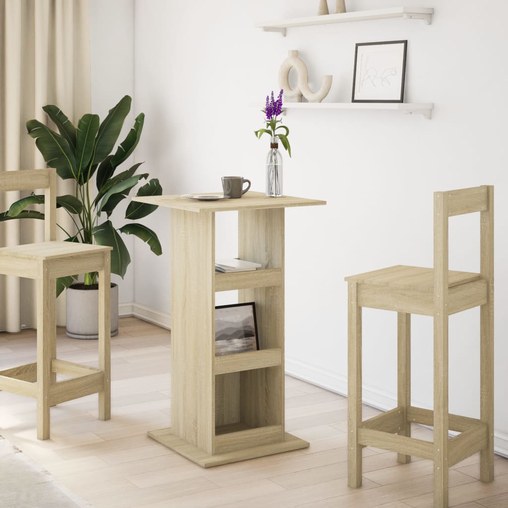 Τραπέζι Μπαρ με Ράφια Sonoma Δρυς 60x60x102 εκ. Επεξ. Ξύλο