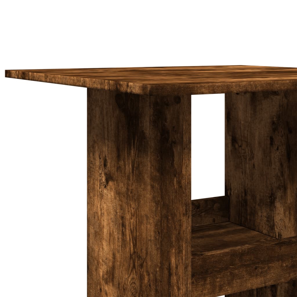 Τραπέζι Μπαρ με Ράφια Καπνιστή Δρυς 60x60x102 εκ. Επεξεργ. Ξύλο