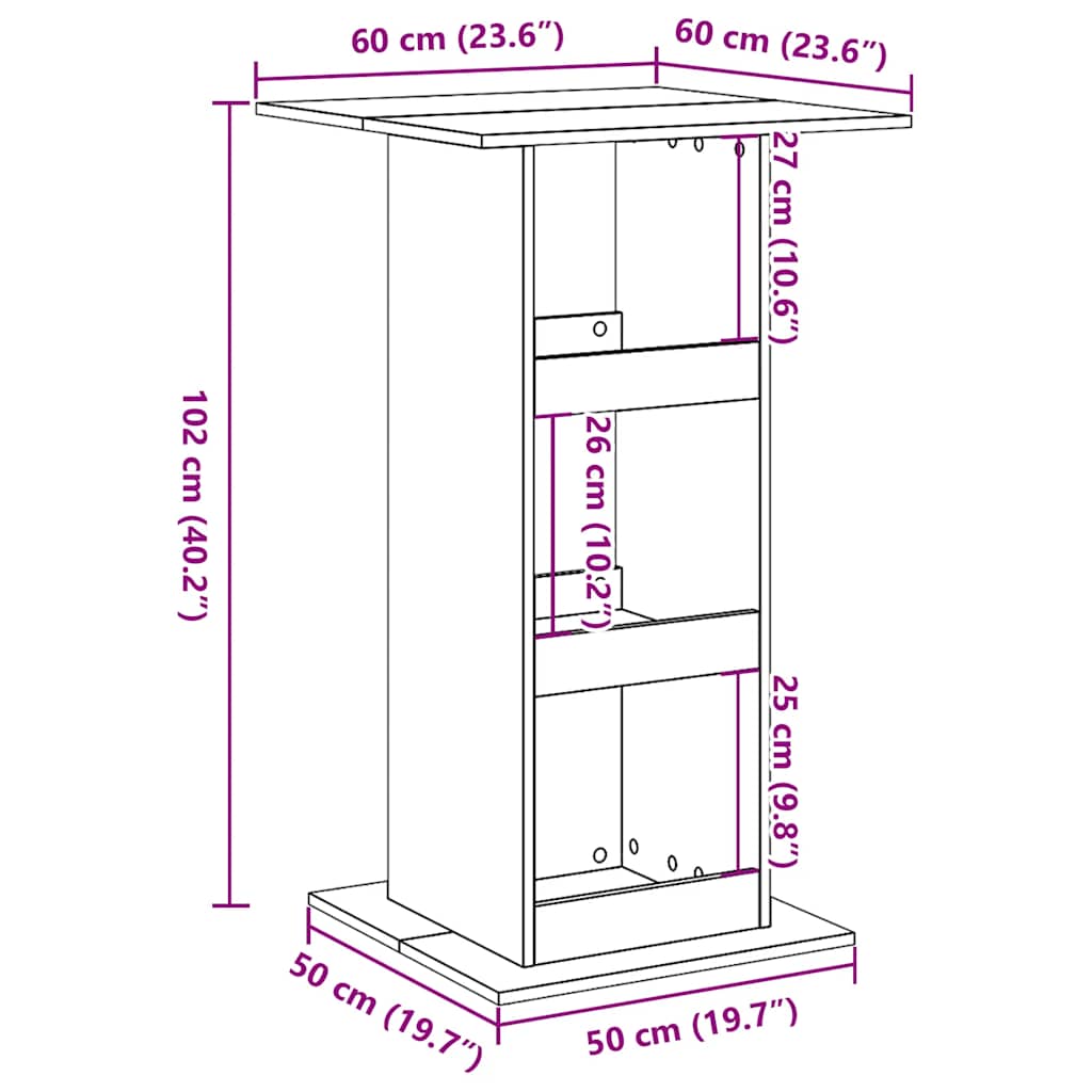 Τραπέζι Μπαρ με Ράφια Γκρι Sonoma 60x60x102 εκ. Επεξ. Ξύλο