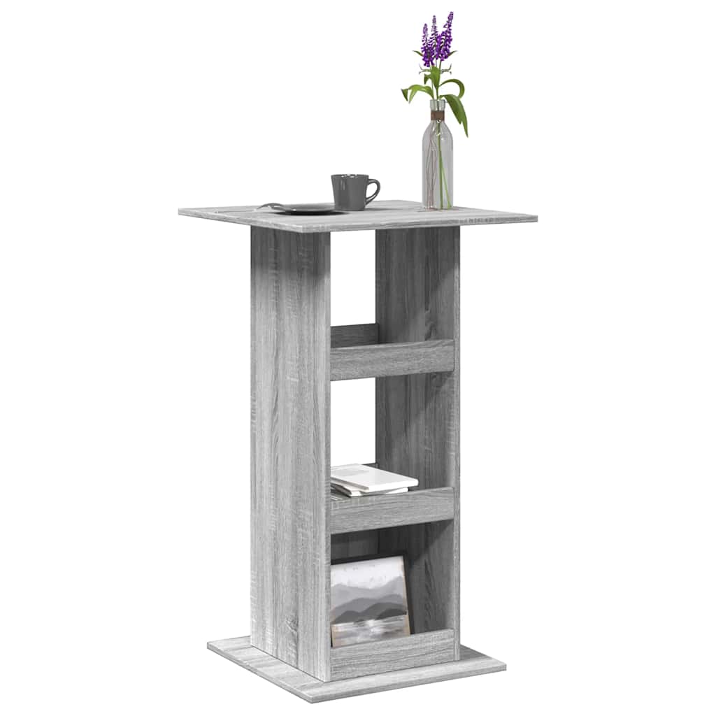 Τραπέζι Μπαρ με Ράφια Γκρι Sonoma 60x60x102 εκ. Επεξ. Ξύλο