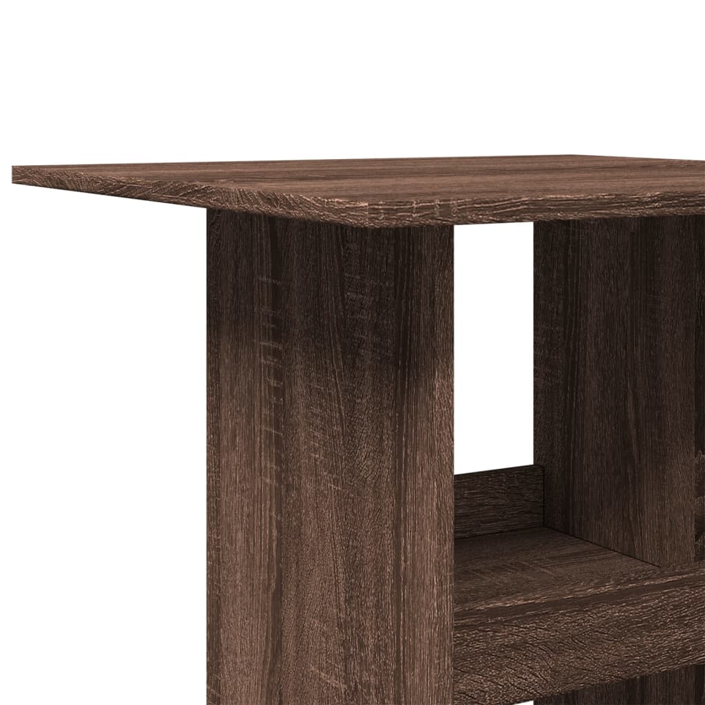 Τραπέζι Μπαρ με Ράφια Καφέ Δρυς 60x60x102 εκ. Επεξεργ. Ξύλο