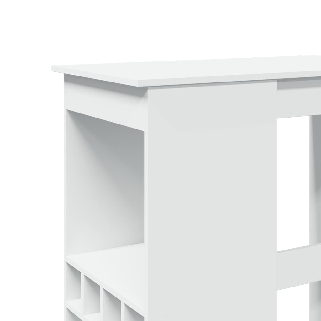 Τραπέζι Μπαρ με Ράφια Λευκό 90x47,5x103,5 εκ. Επεξεργ. Ξύλο