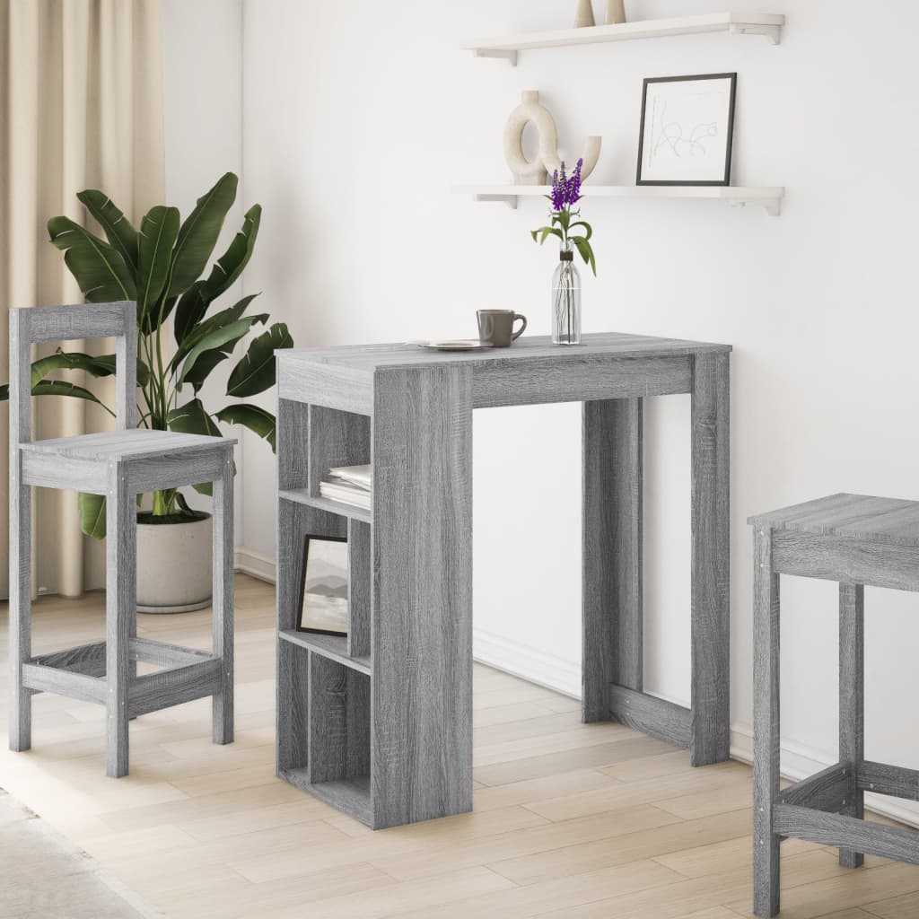 Τραπέζι Μπαρ με Ράφια Γκρι Sonoma 102x50x103,5εκ. Επεξεργ. Ξύλο