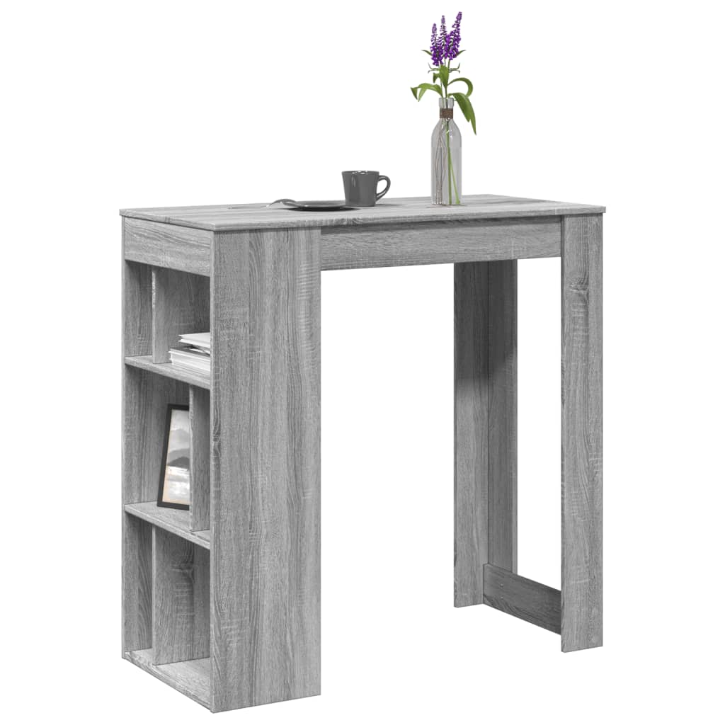 Τραπέζι Μπαρ με Ράφια Γκρι Sonoma 102x50x103,5εκ. Επεξεργ. Ξύλο