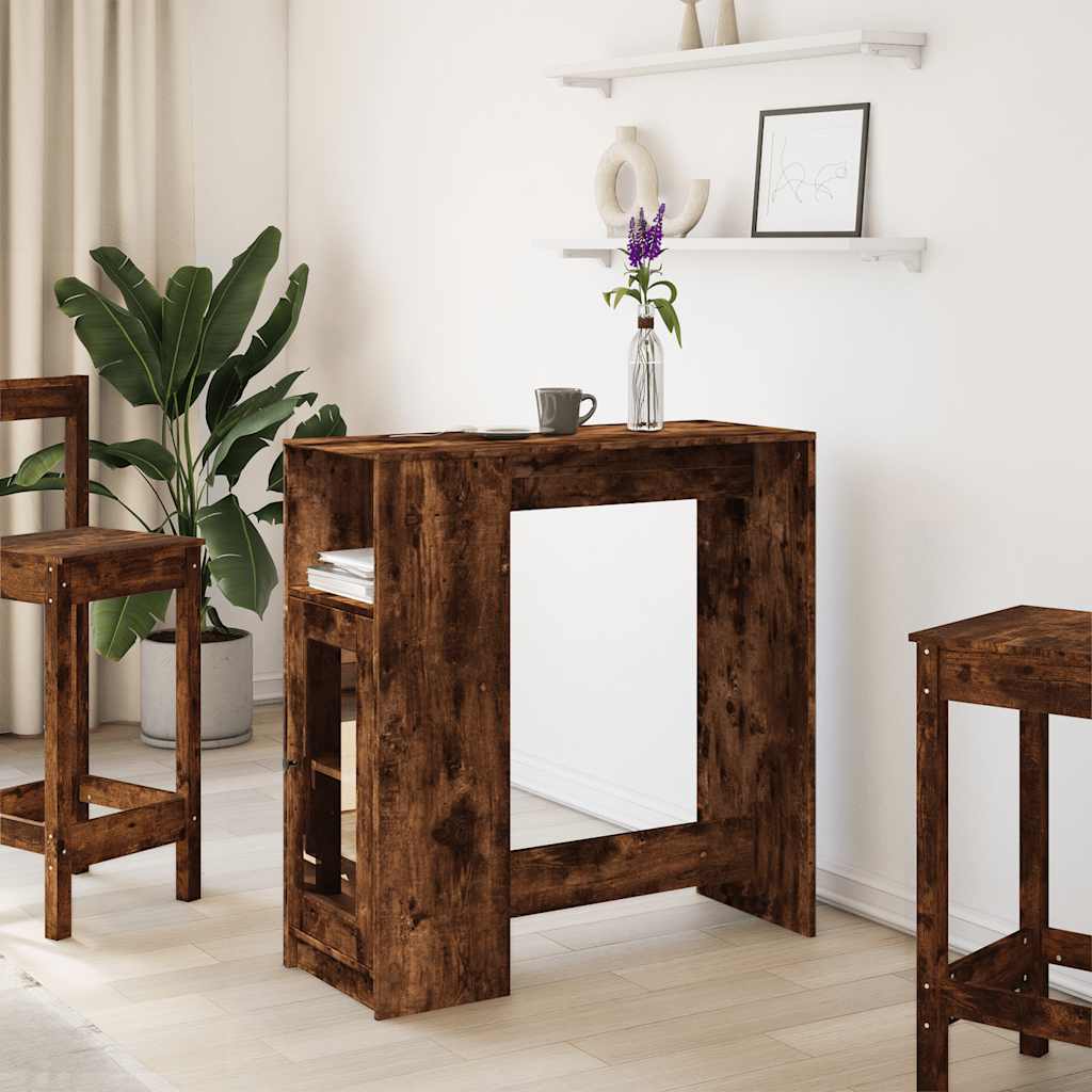 Τραπέζι Μπαρ με Ράφια Δρυς 101x40x103,5 εκ. Επεξεργ. Ξύλο