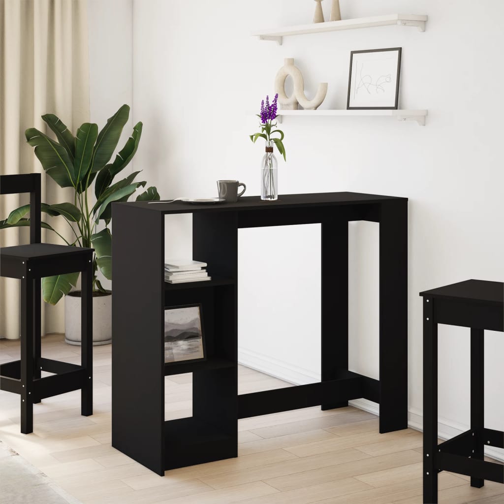 Τραπέζι Κονσόλα με Ράφι Μαύρο 124x46x103,5 εκ. Επεξεργ. Ξύλο