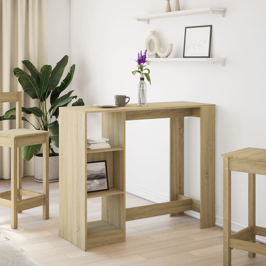 Τραπέζι Κονσόλα με Ράφι Sonoma Δρυς 124x46x103,5 εκ Επεξ. Ξύλο