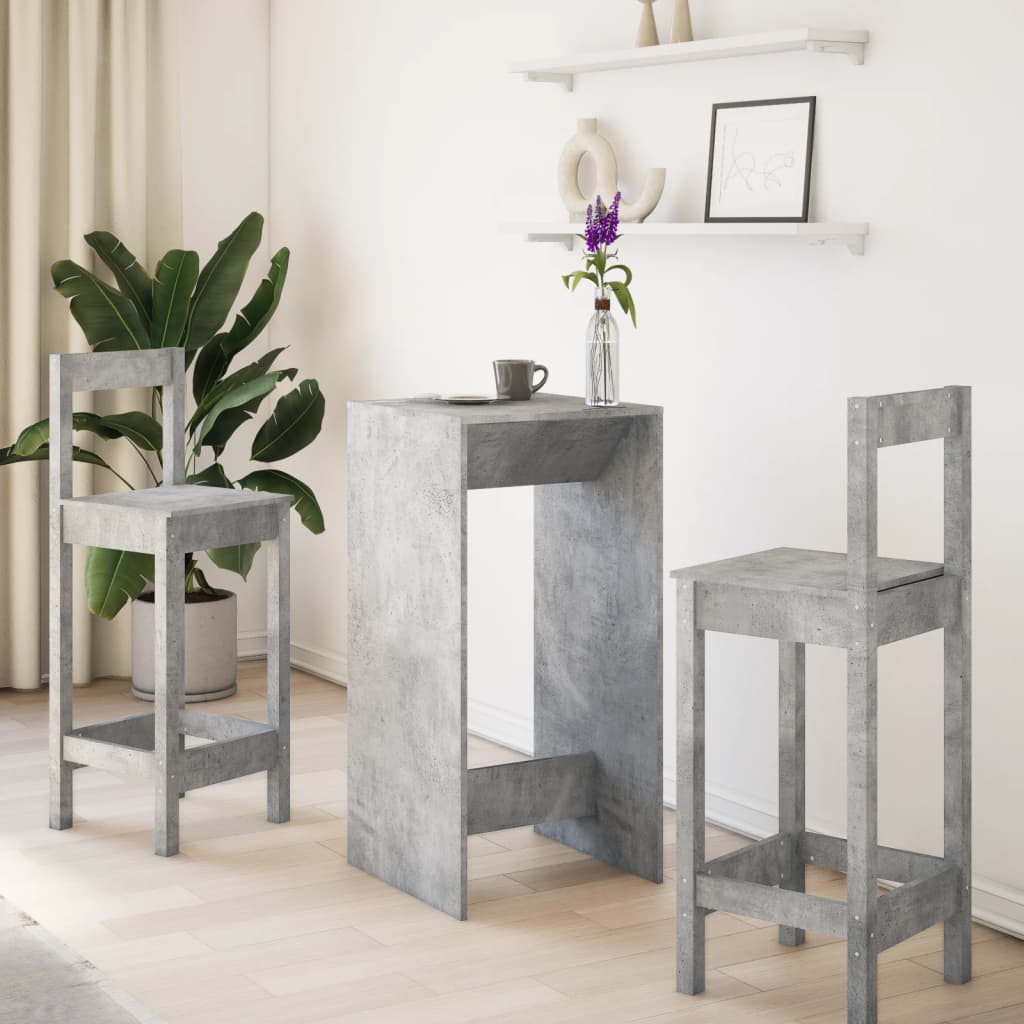 Τραπέζι Μπαρ Γκρι Σκυροδέματος 51x50x103,5 εκ. Επεξ. Ξύλο