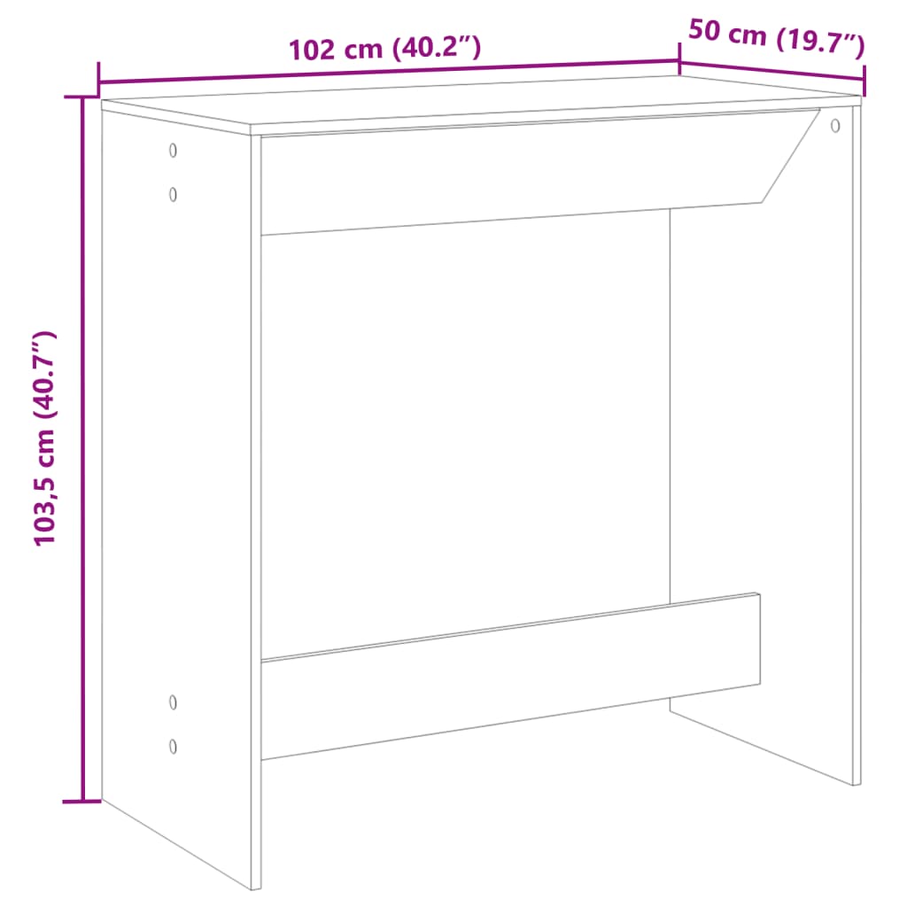 Τραπέζι Μπαρ Λευκό 102x50x103,5εκ. Επεξεργ. Ξύλο