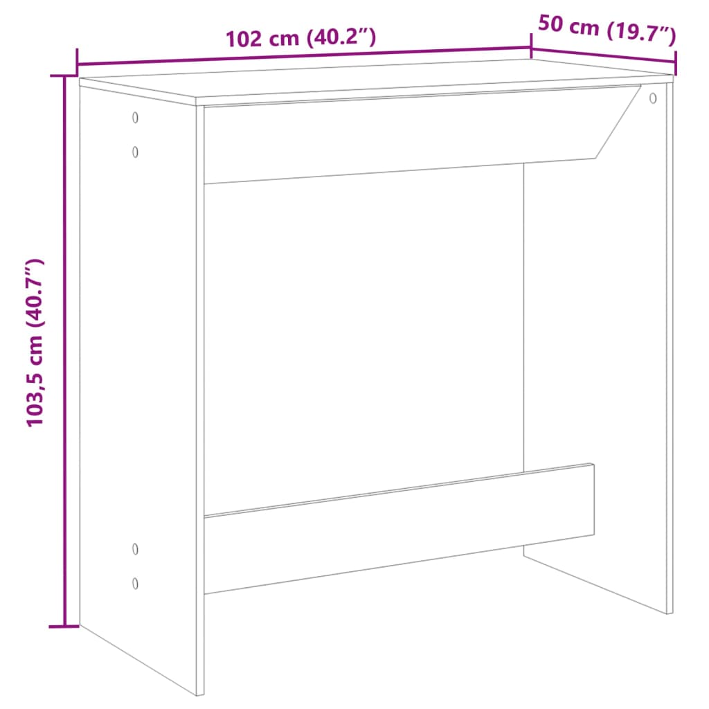 Τραπέζι Μπαρ Sonoma Δρυς 102x50x103,5εκ. Επεξεργ. Ξύλο